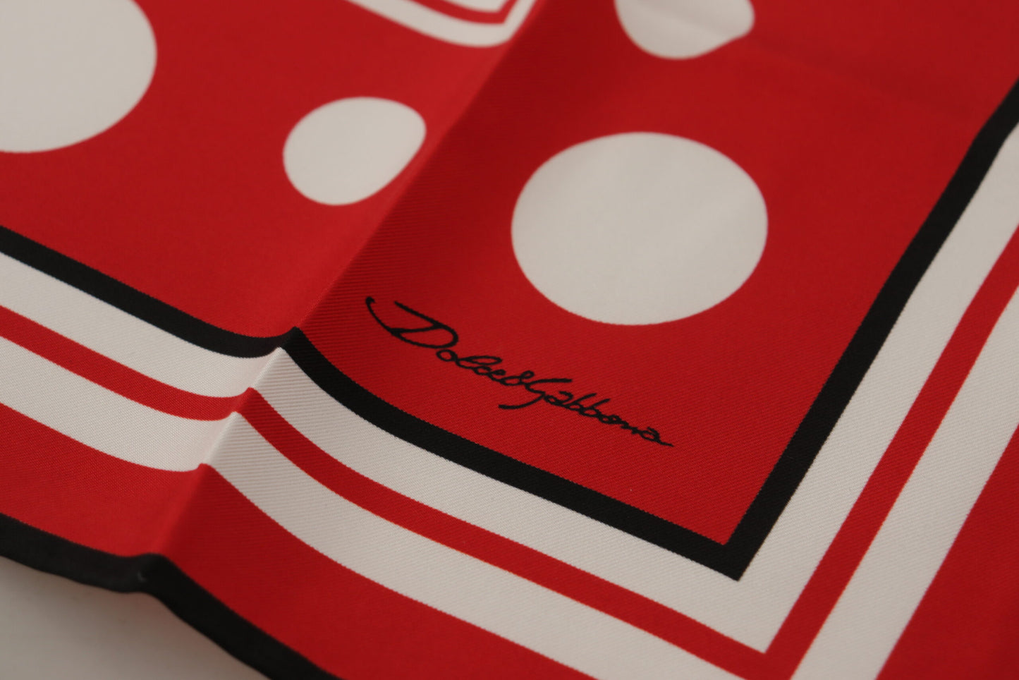 Dolce & Gabbana Red White Polka Dot Silk Square Scarf