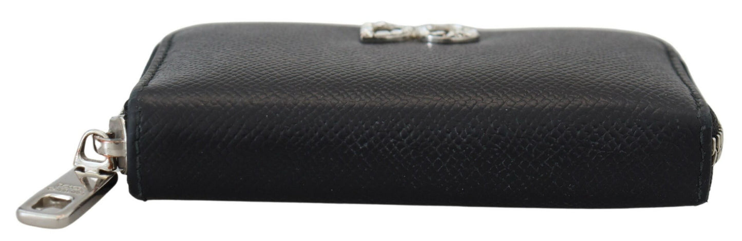 Dolce & Gabbana Elegant Leather Continental Wallet - Black with Silver Details