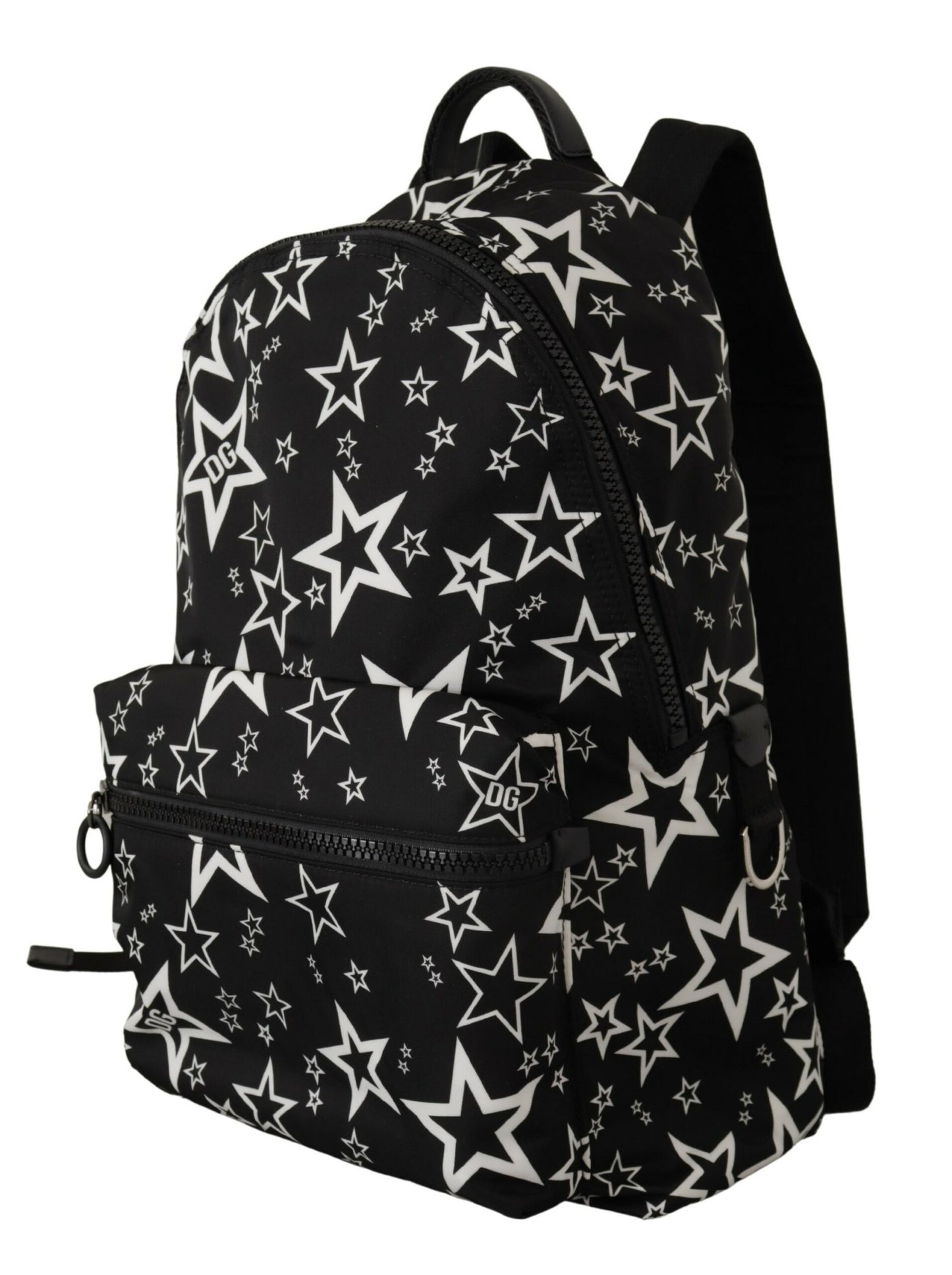 Dolce & Gabbana Star Print Designer Backpack - Black Leather & Nylon