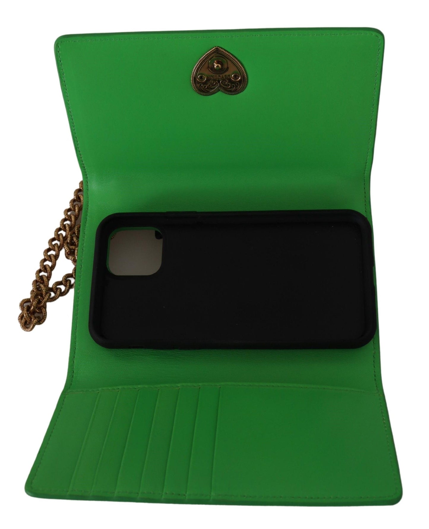 Dolce & Gabbana Elegant Leather iPhone Wallet Case with Chain