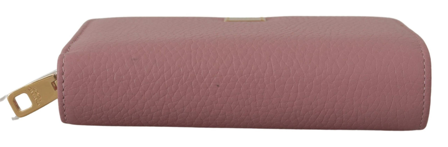 Dolce & Gabbana Elegant Pink Leather Continental Clutch