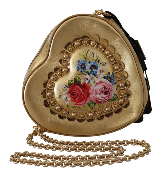 Dolce & Gabbana Golden Heart Leather Shoulder Bag