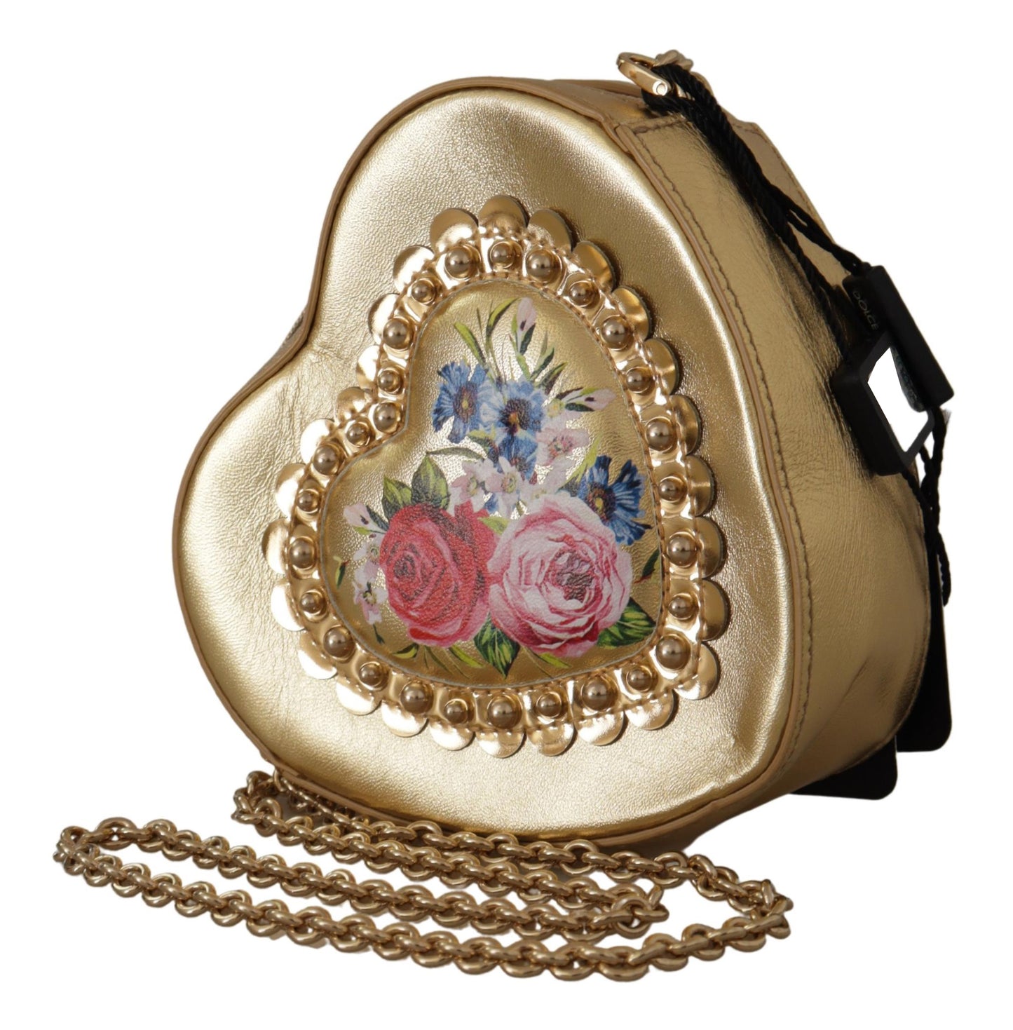 Dolce & Gabbana Golden Heart Leather Shoulder Bag