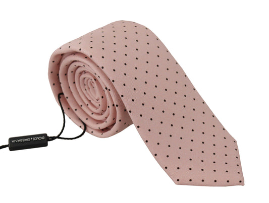 Dolce & Gabbana Elegant Pink Polka Dot Silk Tie