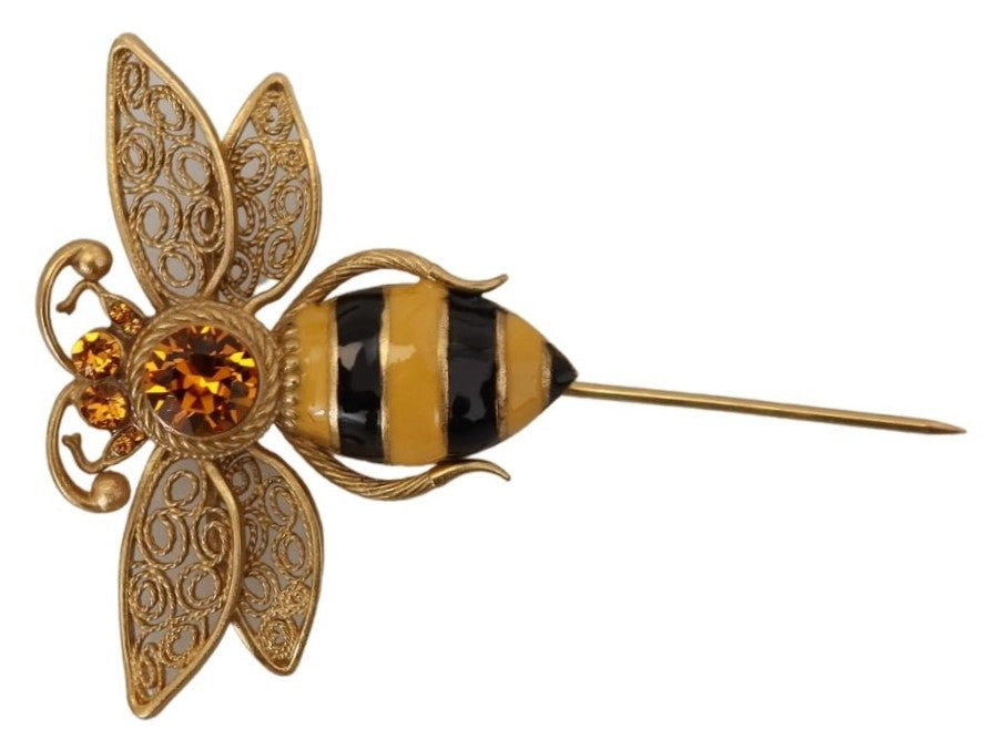 Dolce & Gabbana Gold Plated Crystal Bee Brooch