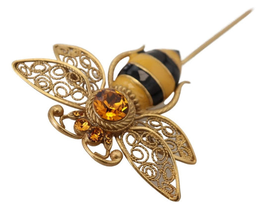 Dolce & Gabbana Gold Plated Crystal Bee Brooch