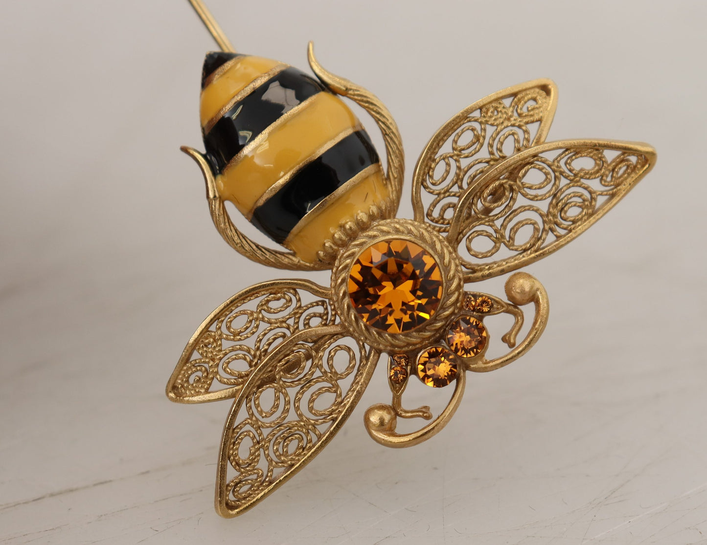 Dolce & Gabbana Gold Plated Crystal Bee Brooch