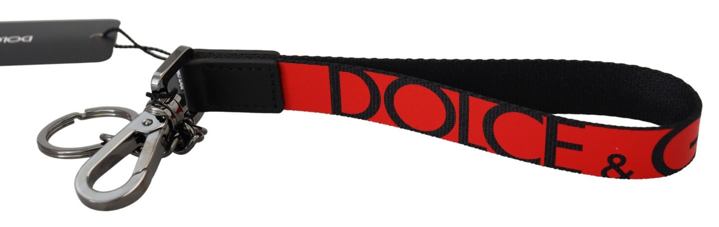 Dolce & Gabbana Chic Red Nylon-Leather Keychain