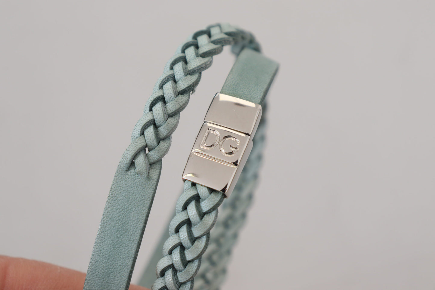 Dolce & Gabbana Elegant Light Blue Leather Wrap Bracelet