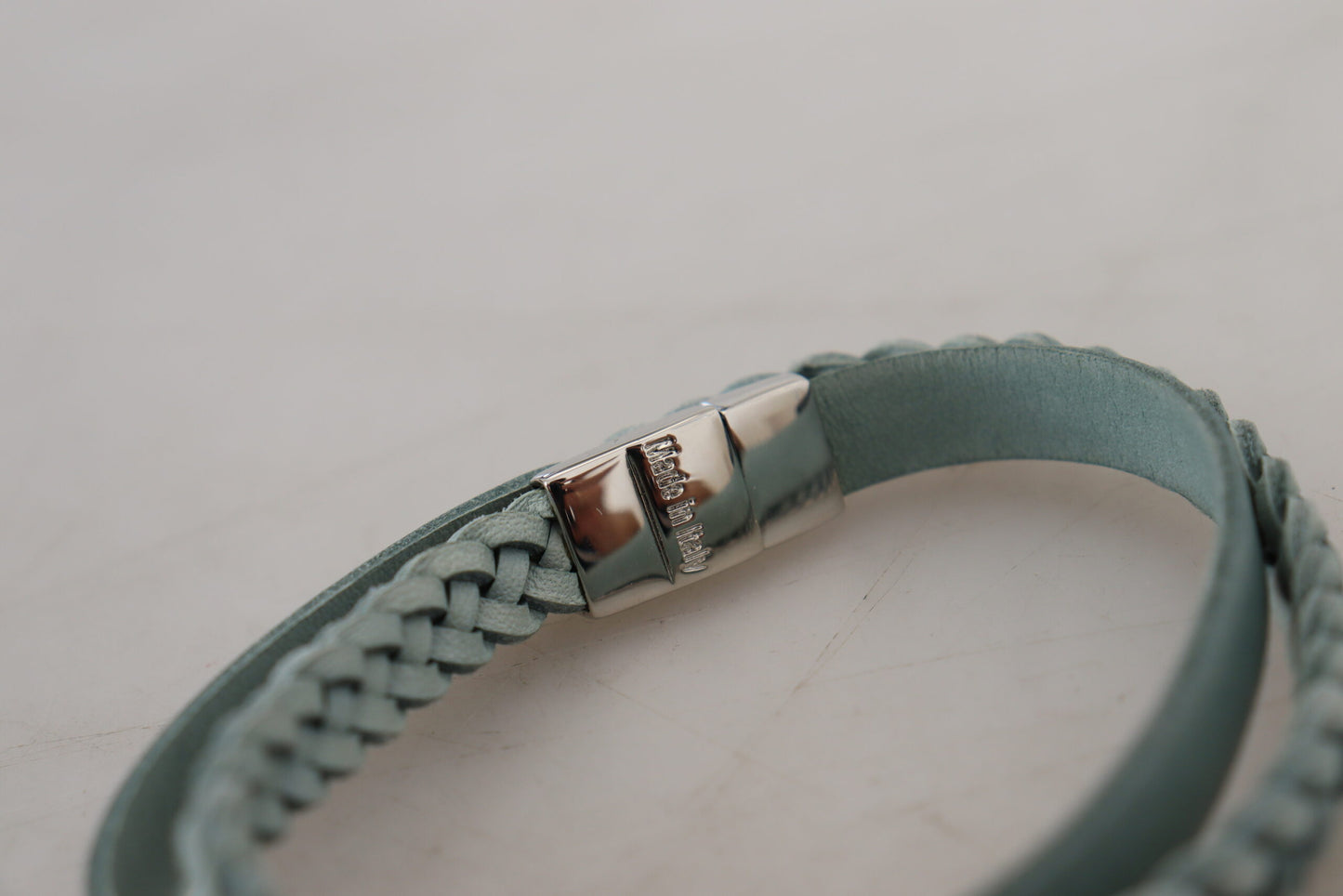 Dolce & Gabbana Elegant Light Blue Leather Wrap Bracelet