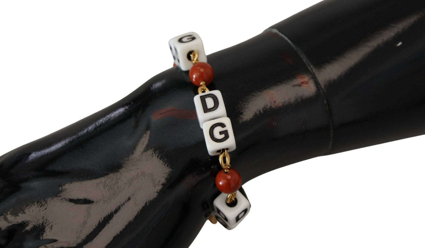 Dolce & Gabbana Elegant Beaded Chain Bracelet with Multicolor Accents