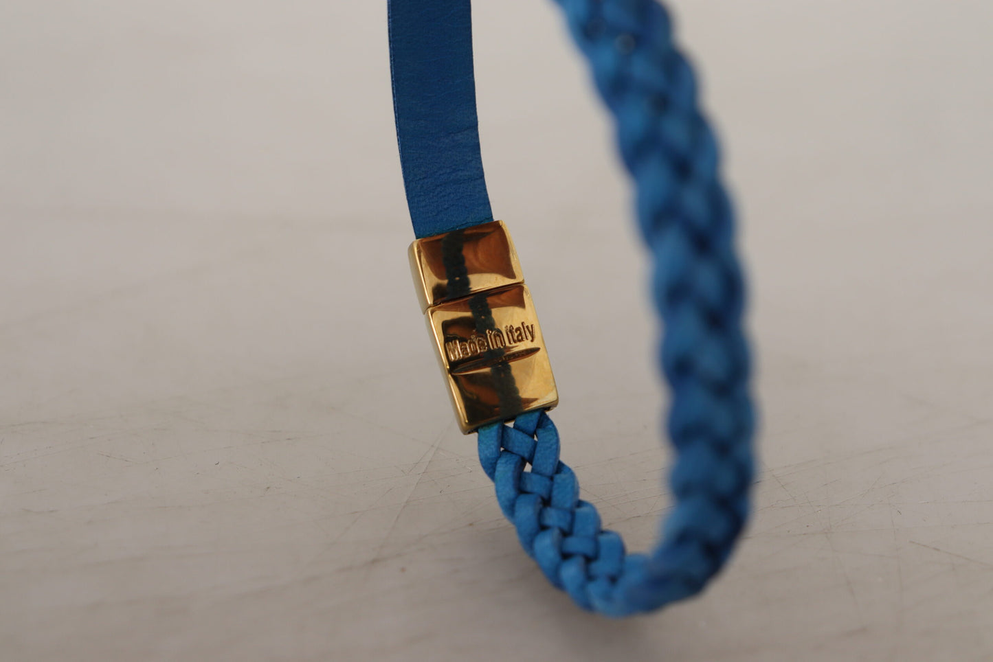 Dolce & Gabbana Elegant Leather Wrap Bracelet in Blue & Gold