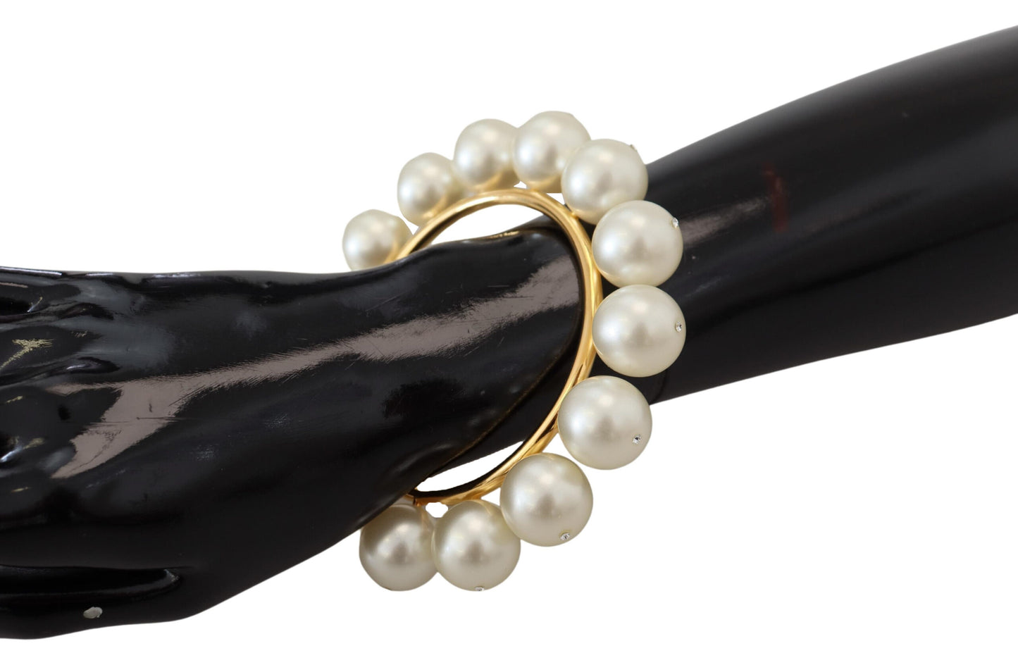 Dolce & Gabbana Chic Gold-Tone Faux Pearl Bangle