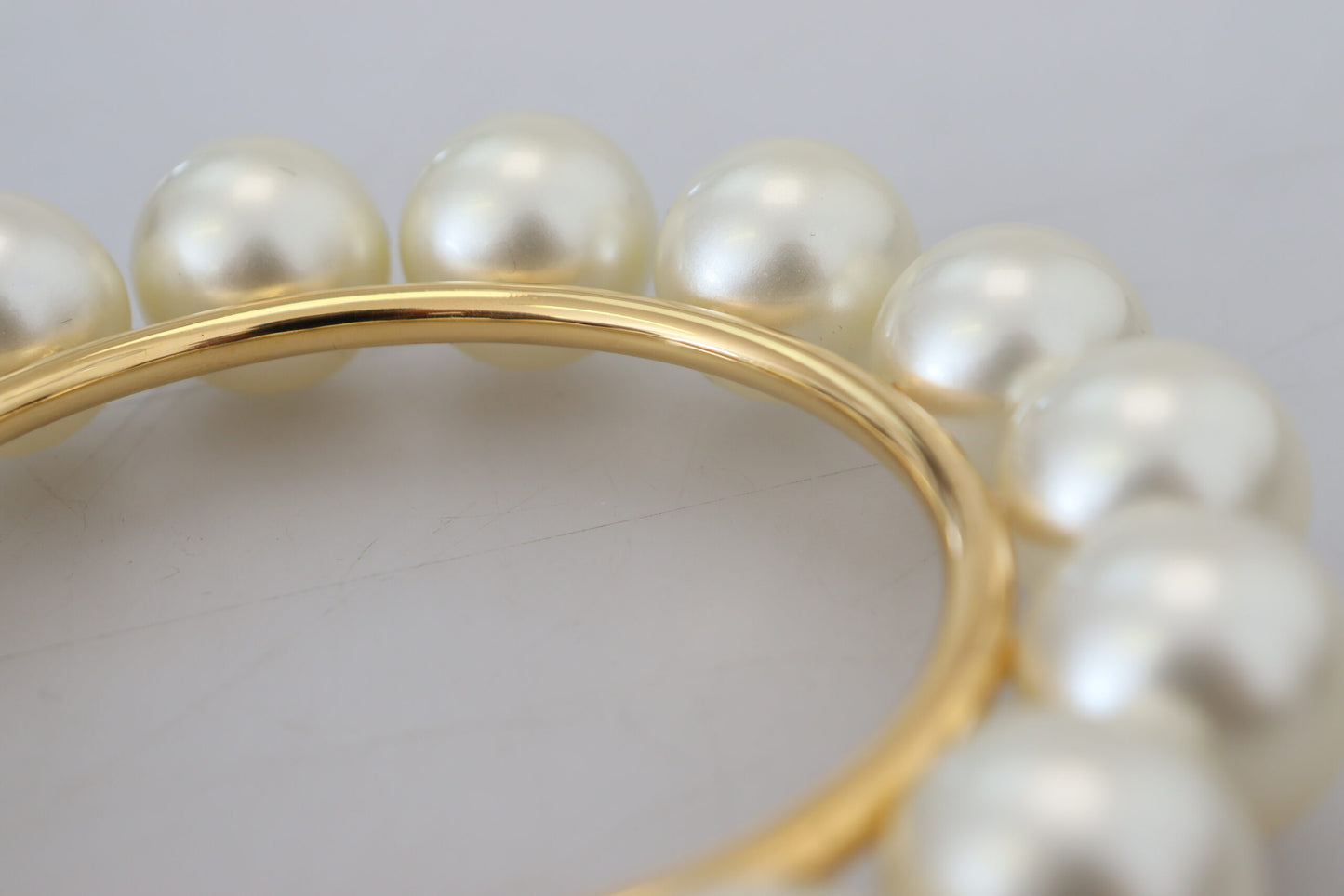 Dolce & Gabbana Chic Gold-Tone Faux Pearl Bangle