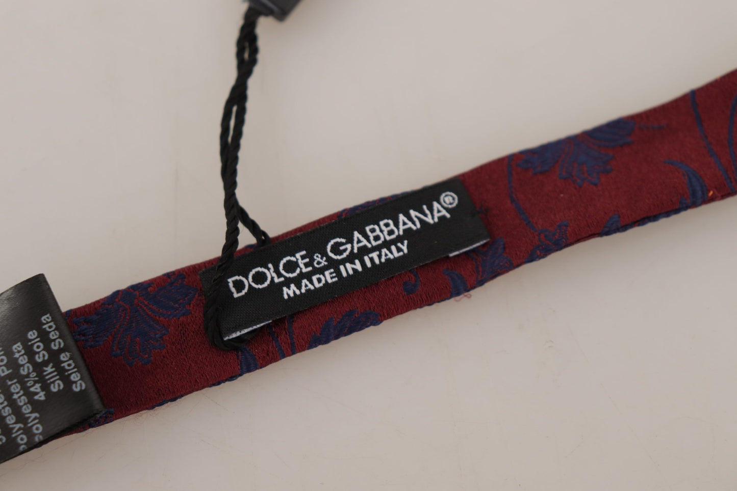 Dolce & Gabbana Maroon Silk Bow Tie with Blue Flower Pattern