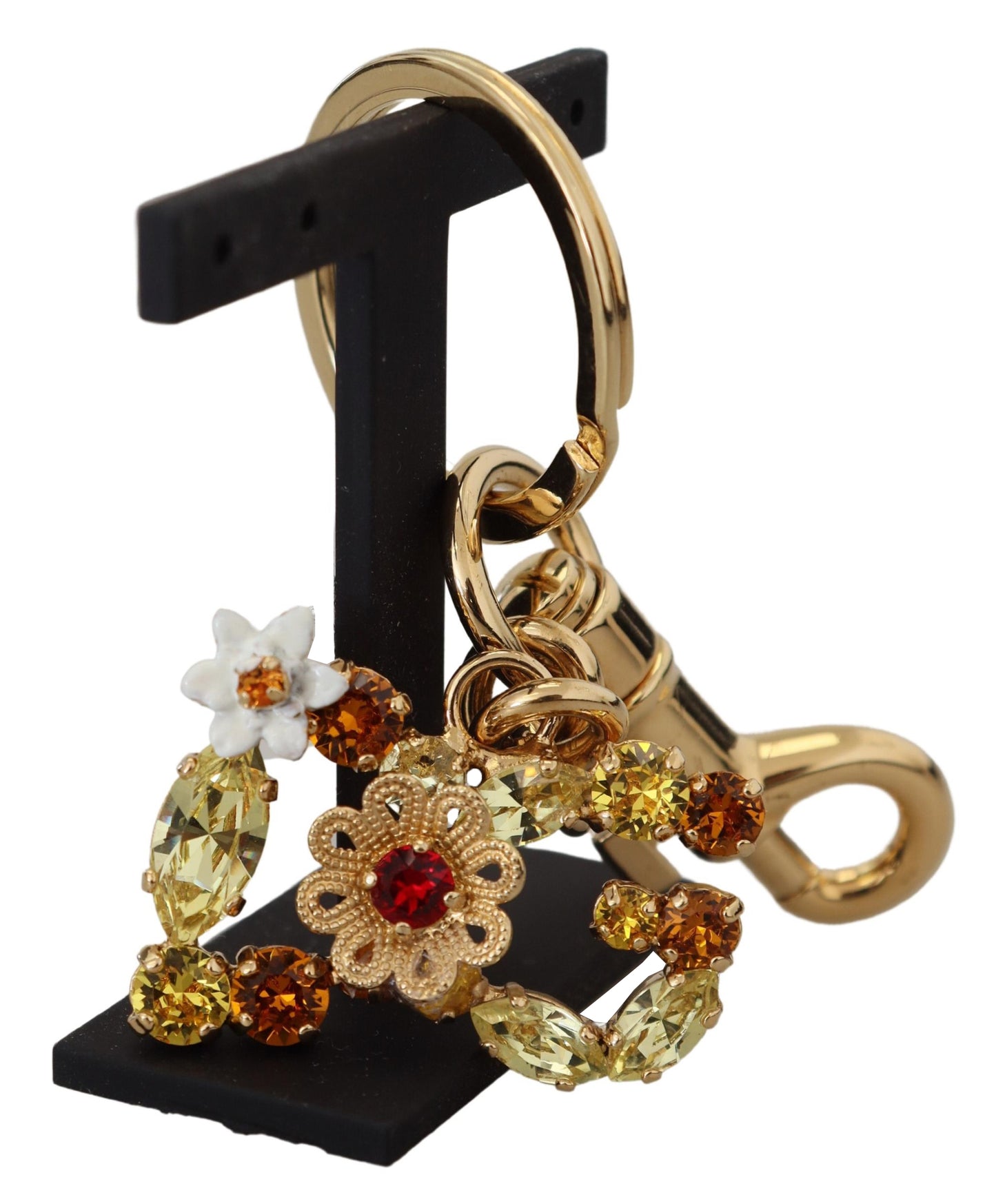 Dolce & Gabbana Elegant Gold-Toned Crystal Keychain