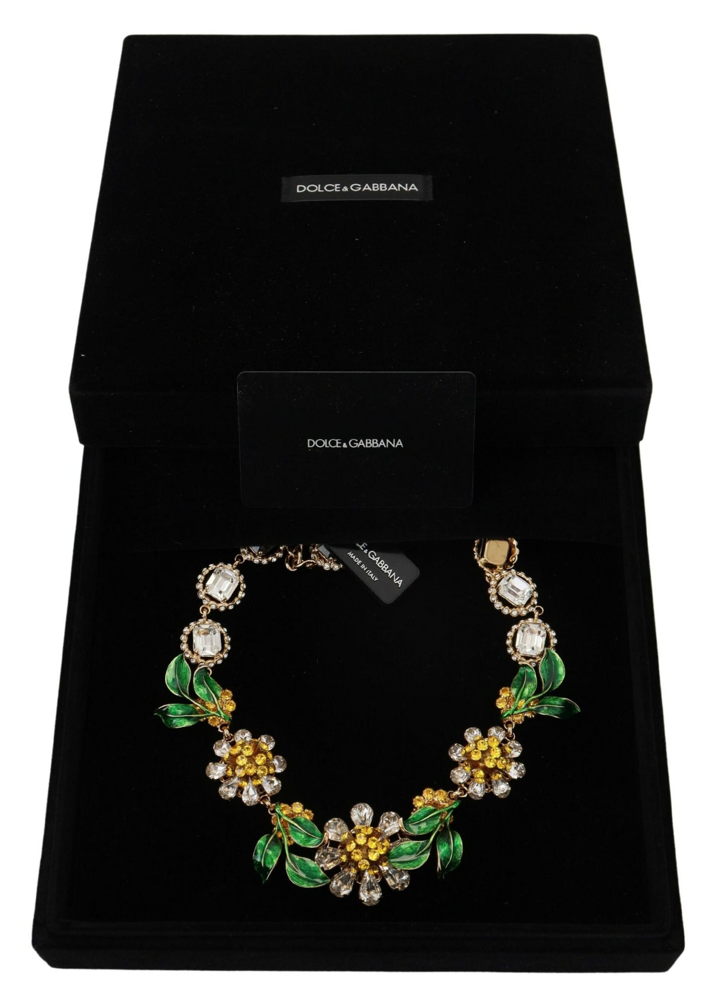 Dolce & Gabbana Elegant Gold Tone Crystal Statement Necklace