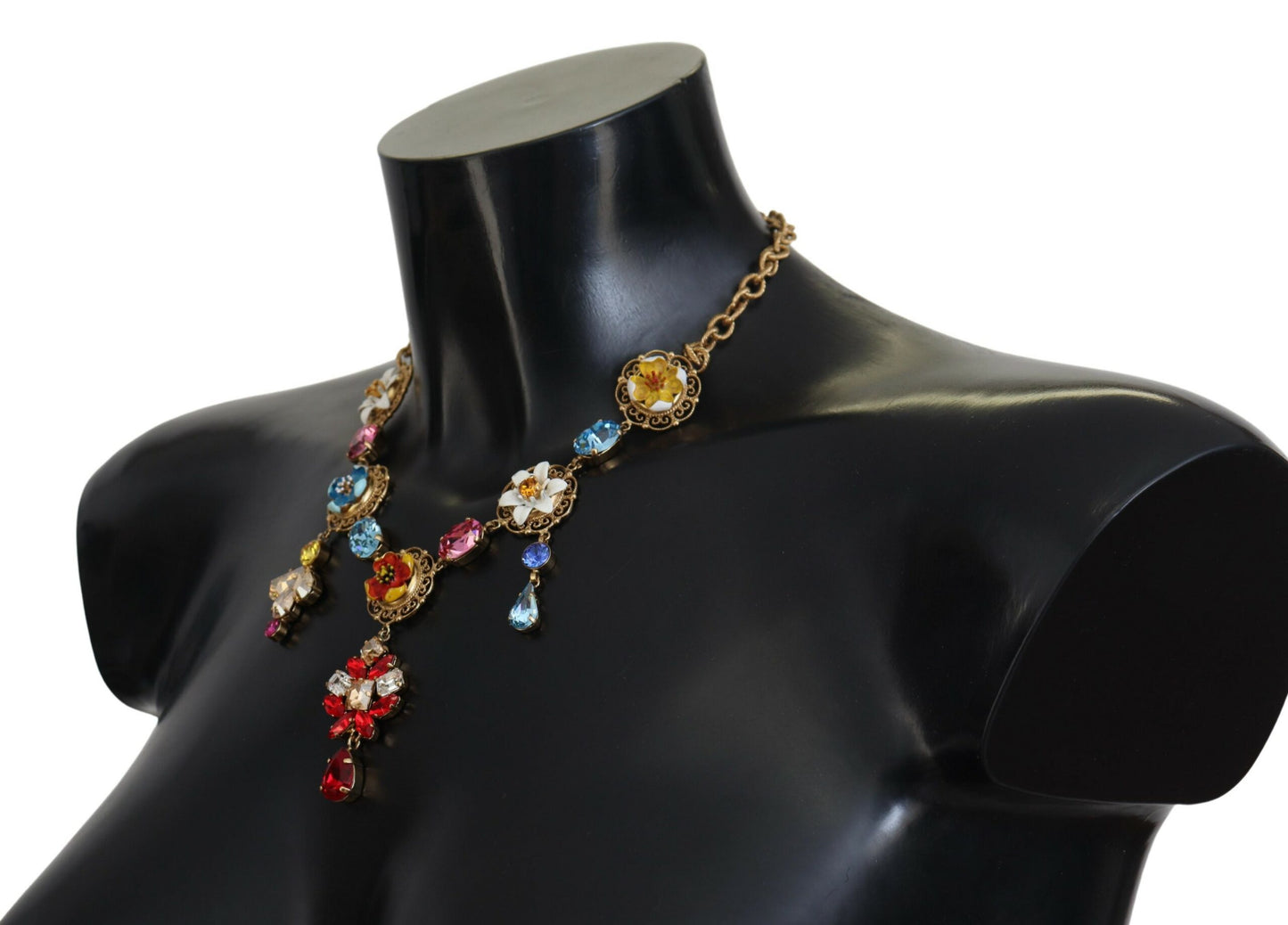 Dolce & Gabbana Elegant Multicolor Crystal Gold Necklace