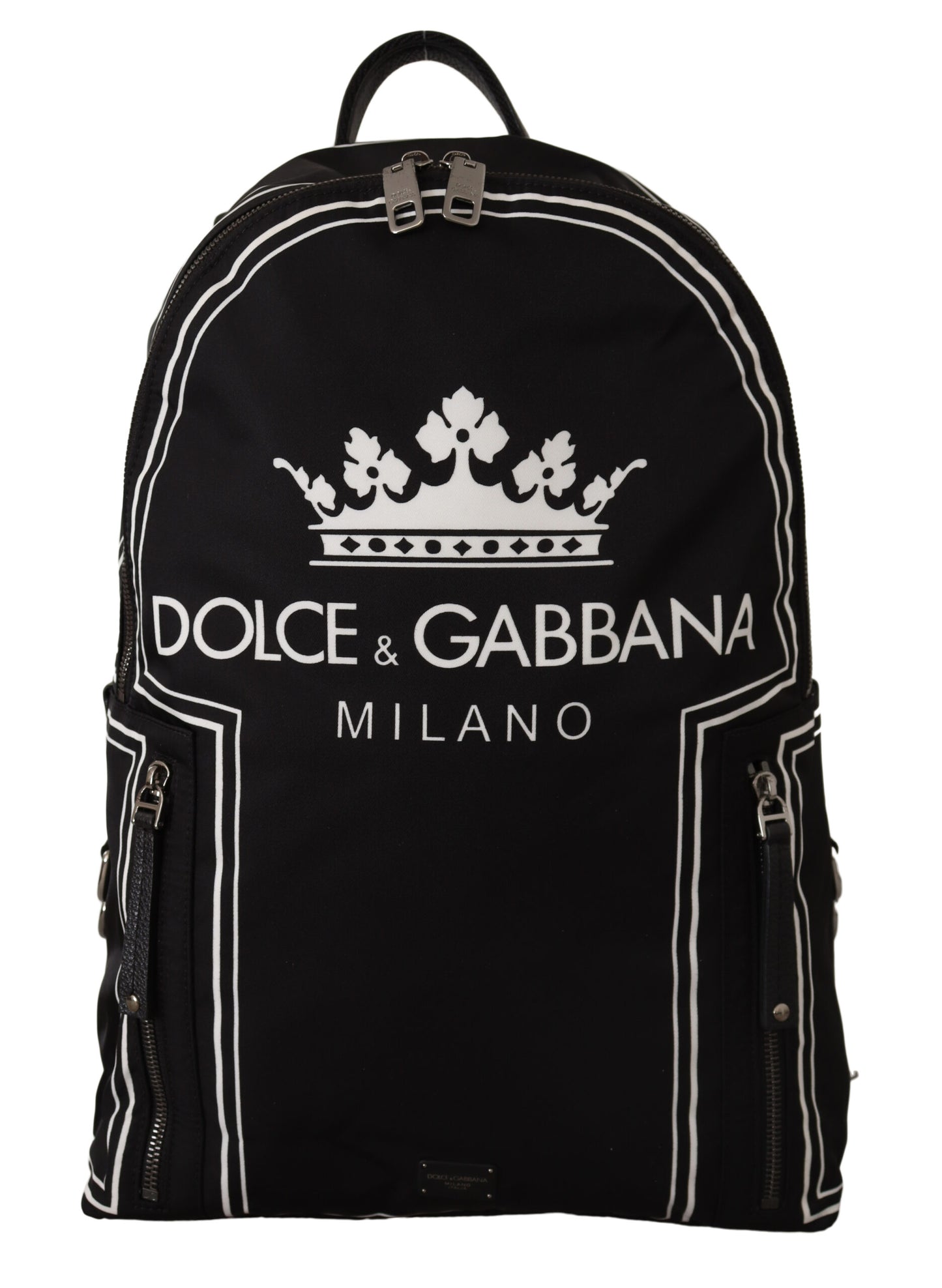 Dolce & Gabbana Elegant Monochrome Crown Print Backpack