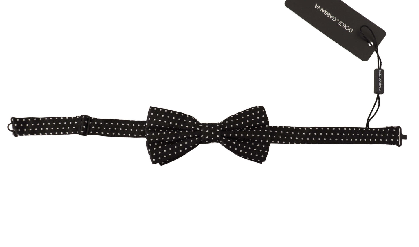 Dolce & Gabbana Elegant Black Silk Polka Dot Bow Tie