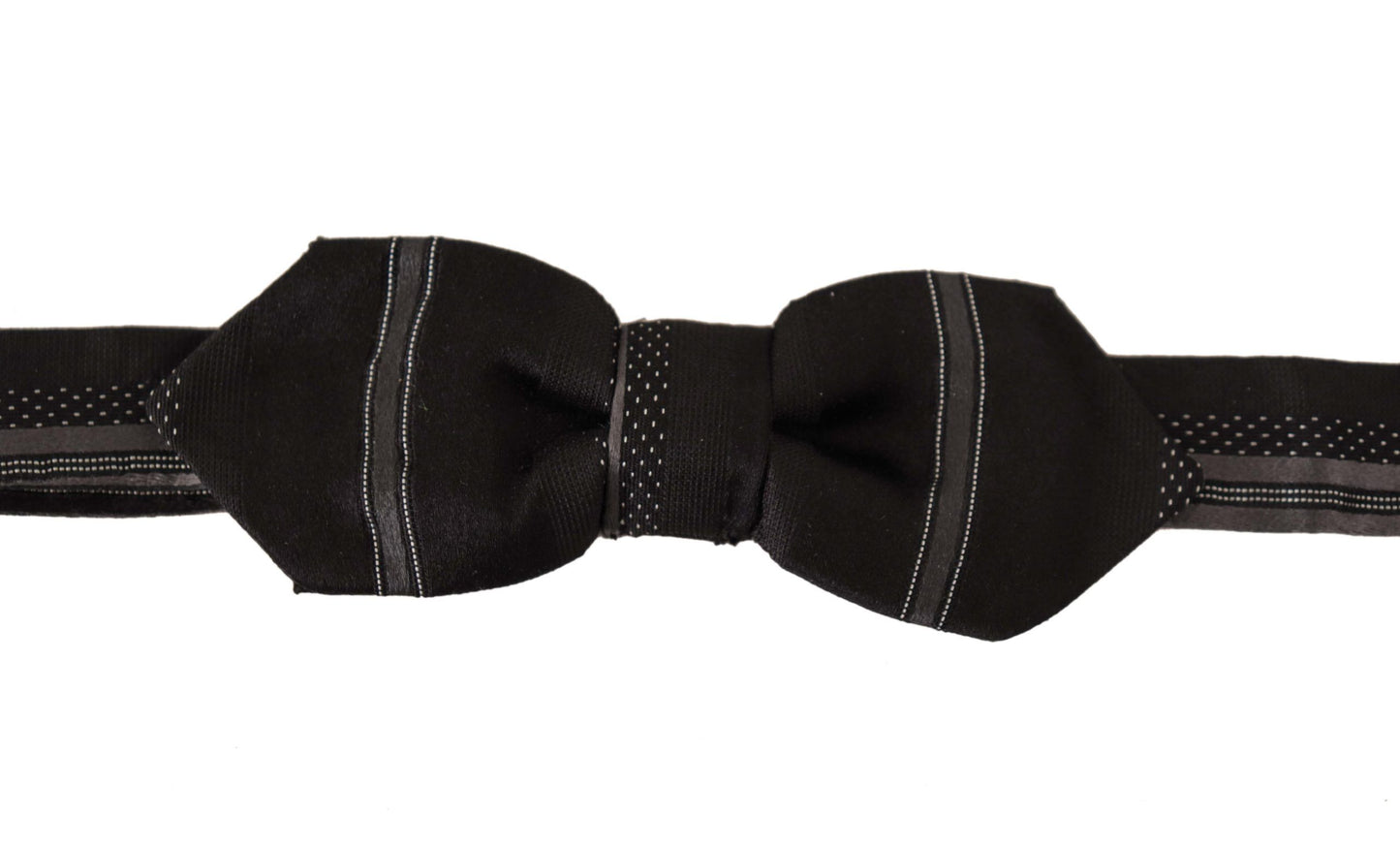 Dolce & Gabbana Elegant Black Gray Silk Bow Tie