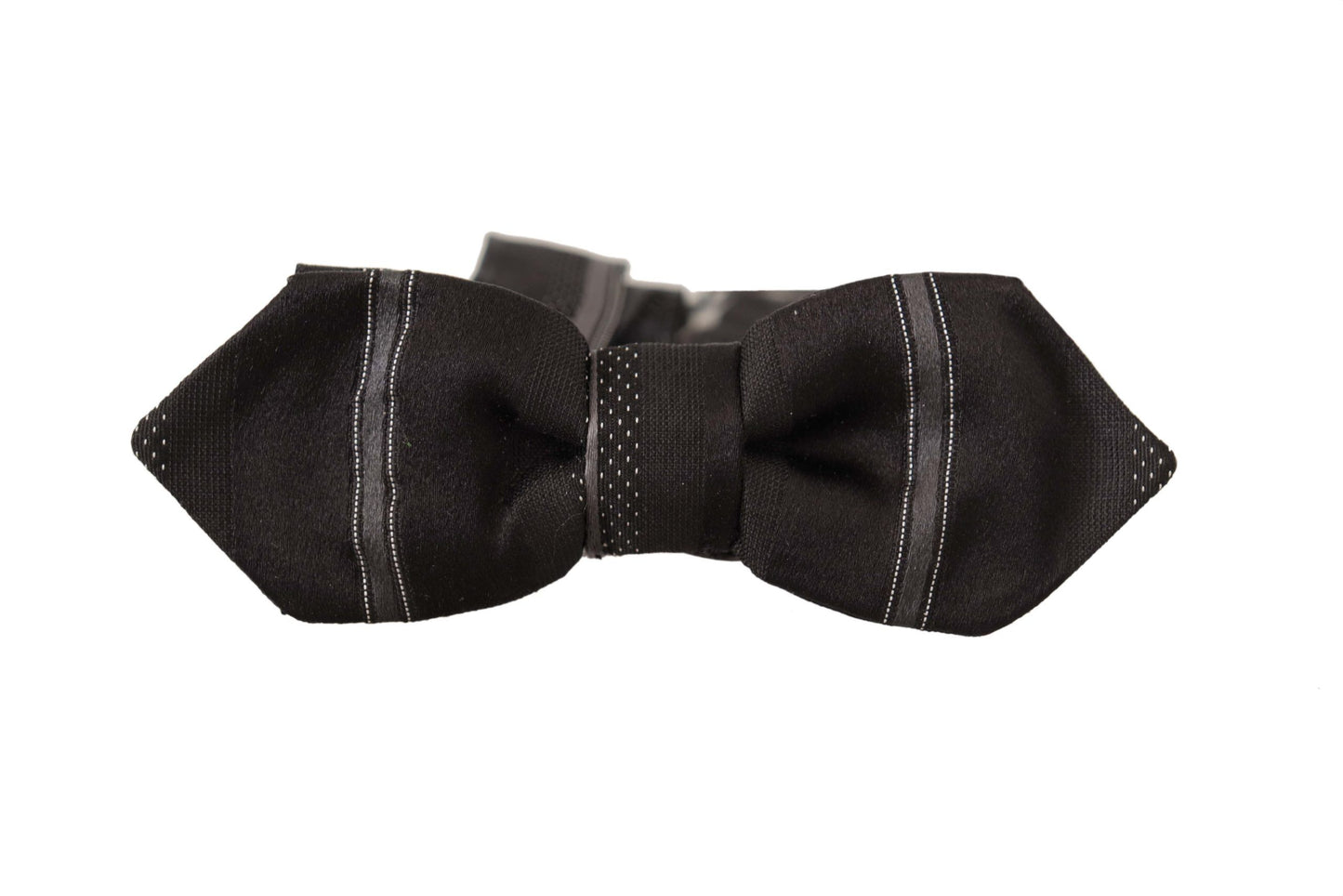 Dolce & Gabbana Elegant Black Gray Silk Bow Tie