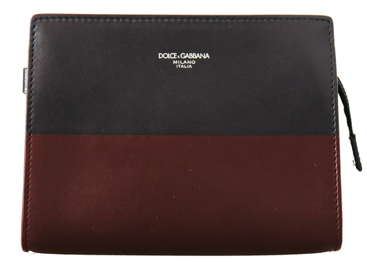 Dolce & Gabbana Elegant Leather Clutch in Gray & Bordeaux