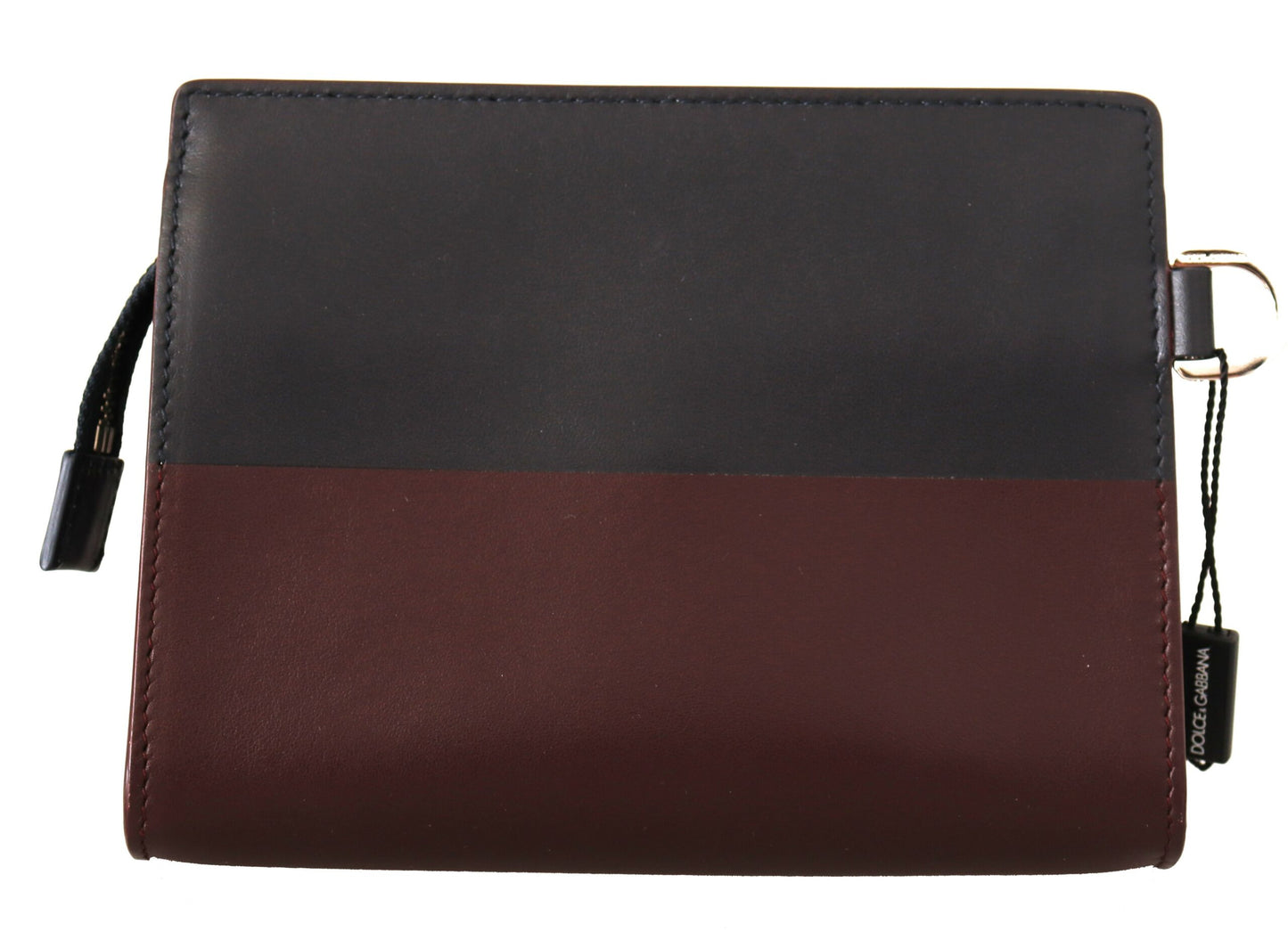 Dolce & Gabbana Elegant Leather Clutch in Gray & Bordeaux