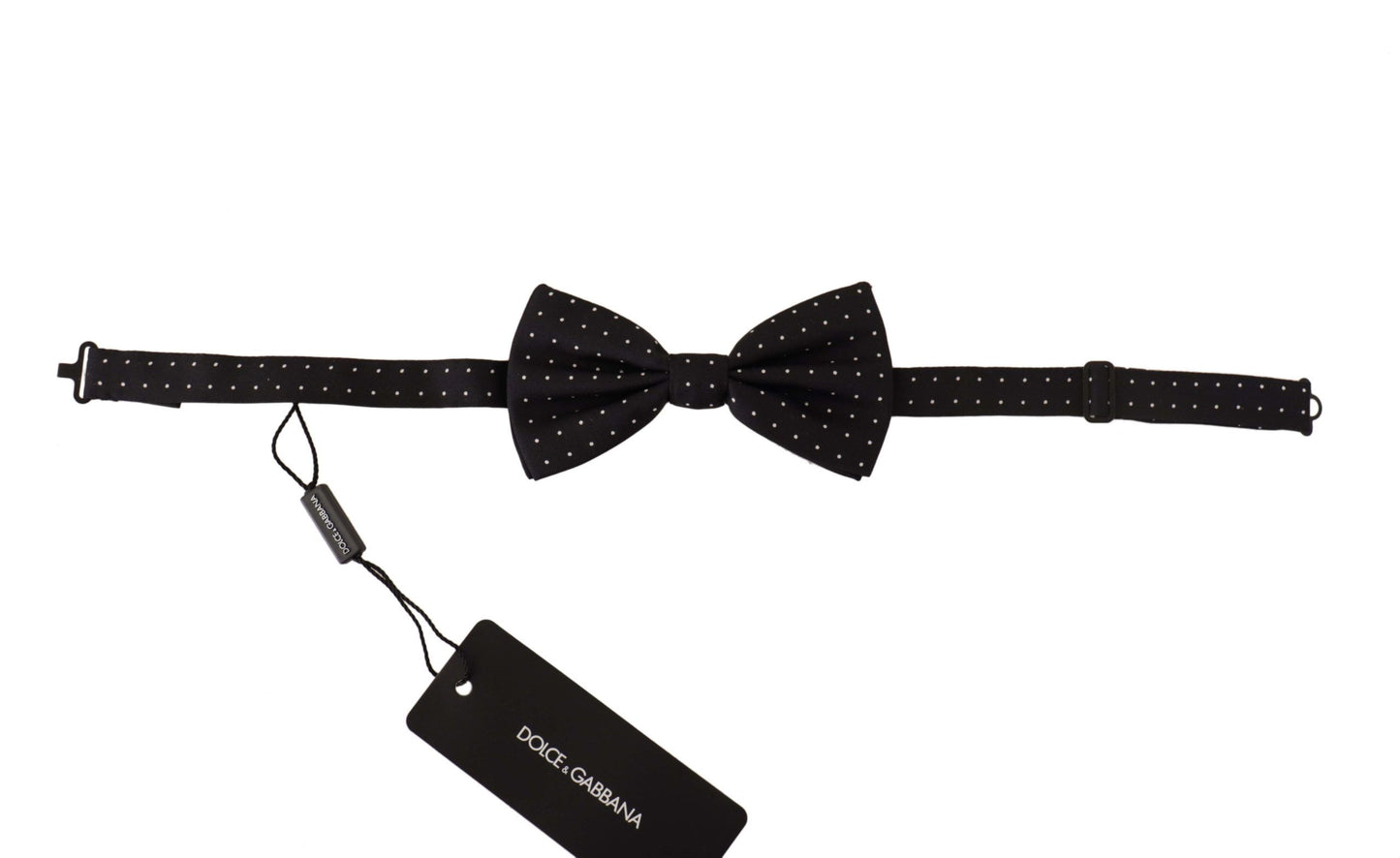 Dolce & Gabbana Elegant Black and White Polka Dot Silk Bow Tie