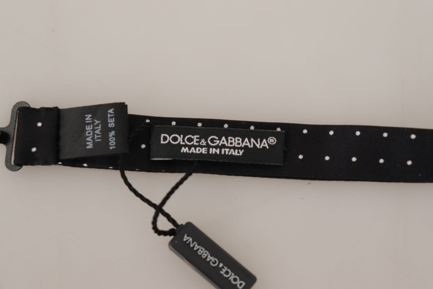 Dolce & Gabbana Elegant Black and White Polka Dot Silk Bow Tie