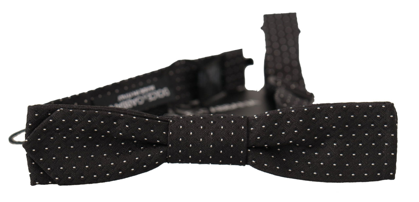 Dolce & Gabbana Elegant Black and White Silk Bow Tie