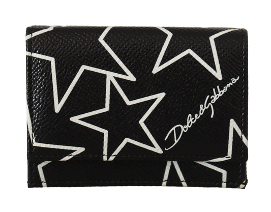 Dolce & Gabbana Starry Black Leather French Flap Wallet