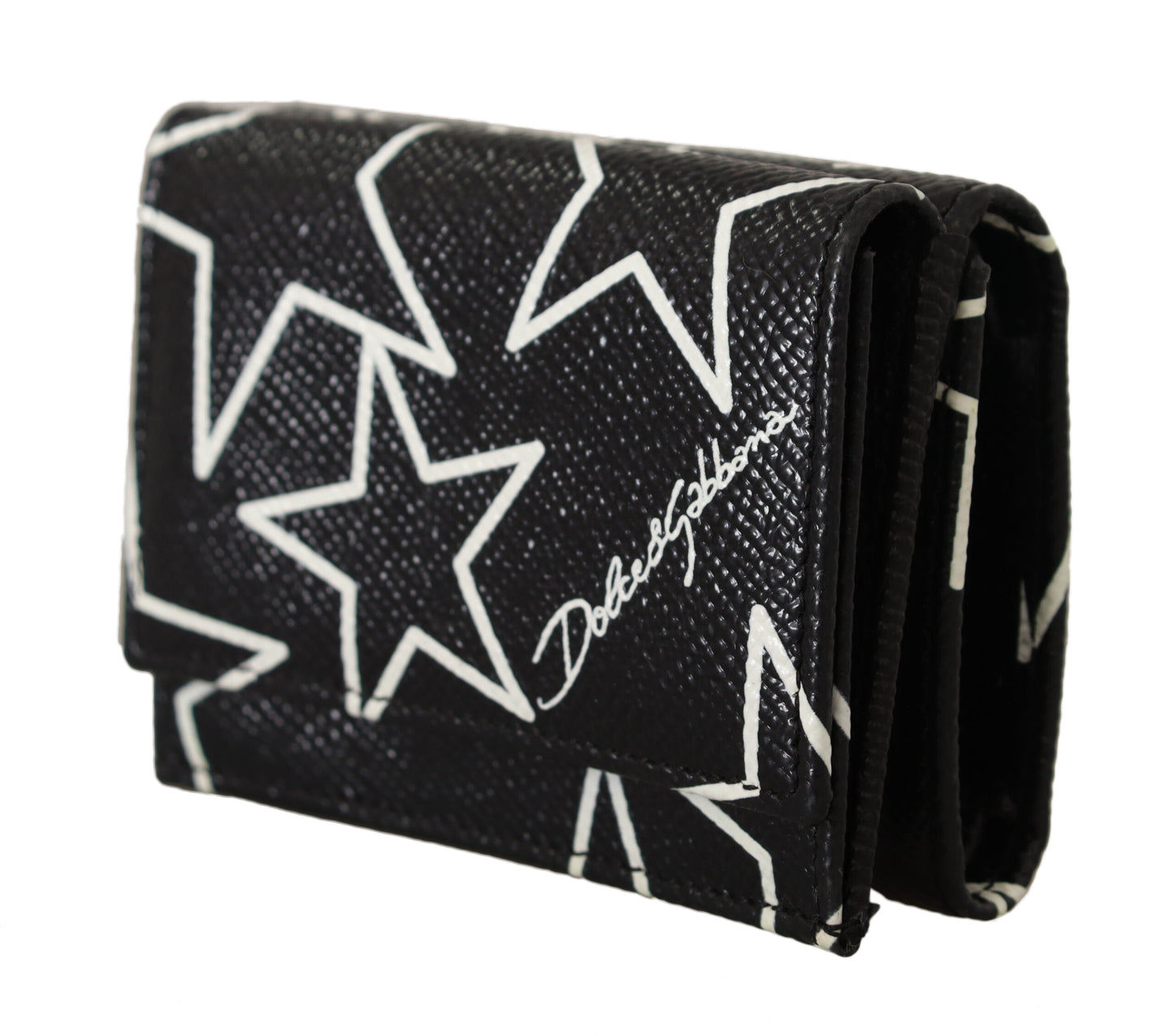 Dolce & Gabbana Starry Black Leather French Flap Wallet