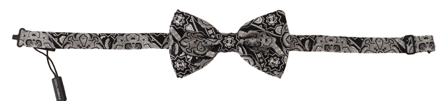 Dolce & Gabbana Elegant Silk Black and White Bow Tie