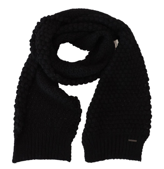 Balmain Elegant Black Designer Scarf Wrap