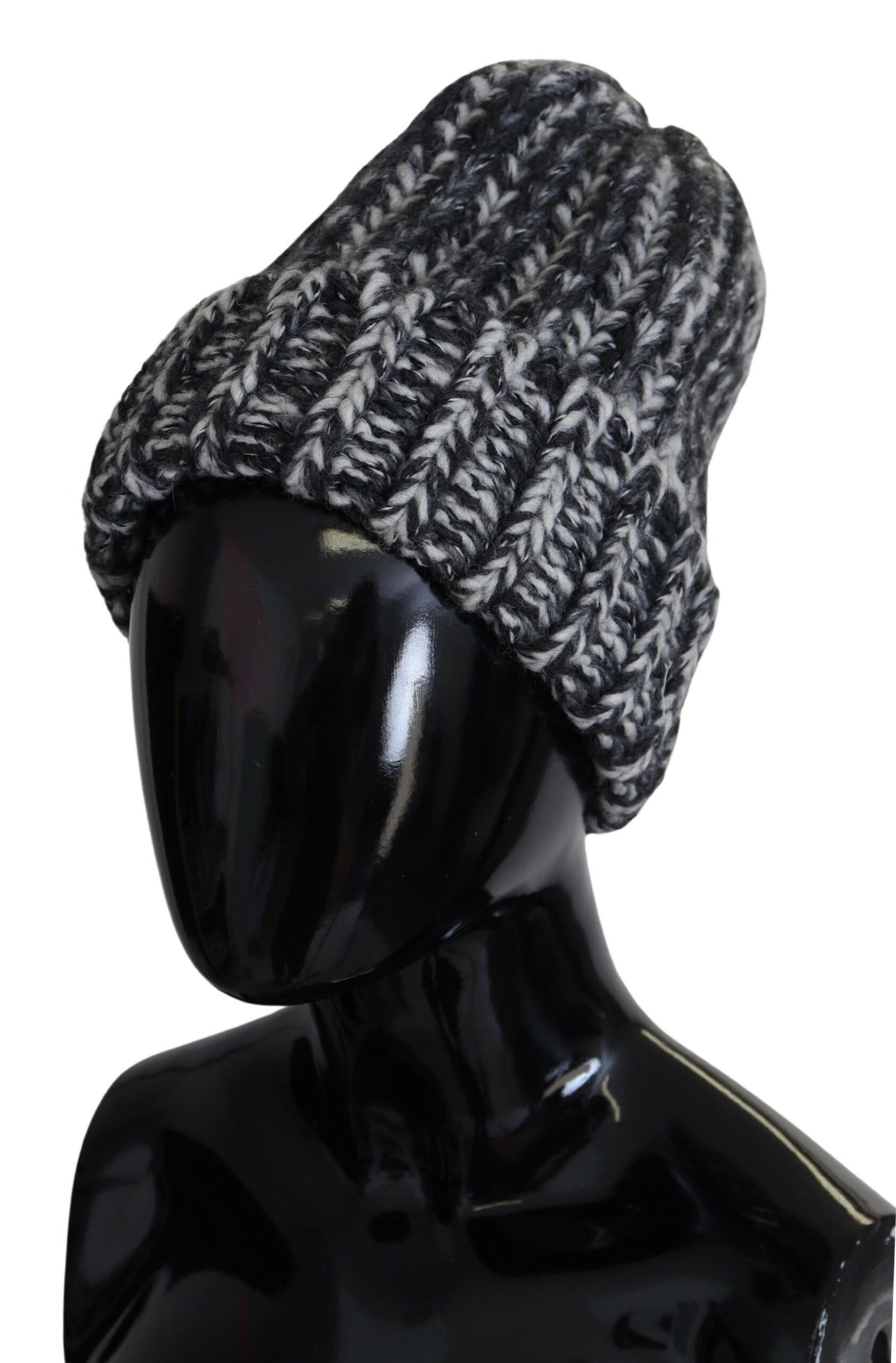 Dolce & Gabbana Elegant Black and White Cashmere Beanie