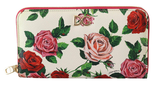 Dolce & Gabbana Elegant Continental Leather Wallet with Rose Design