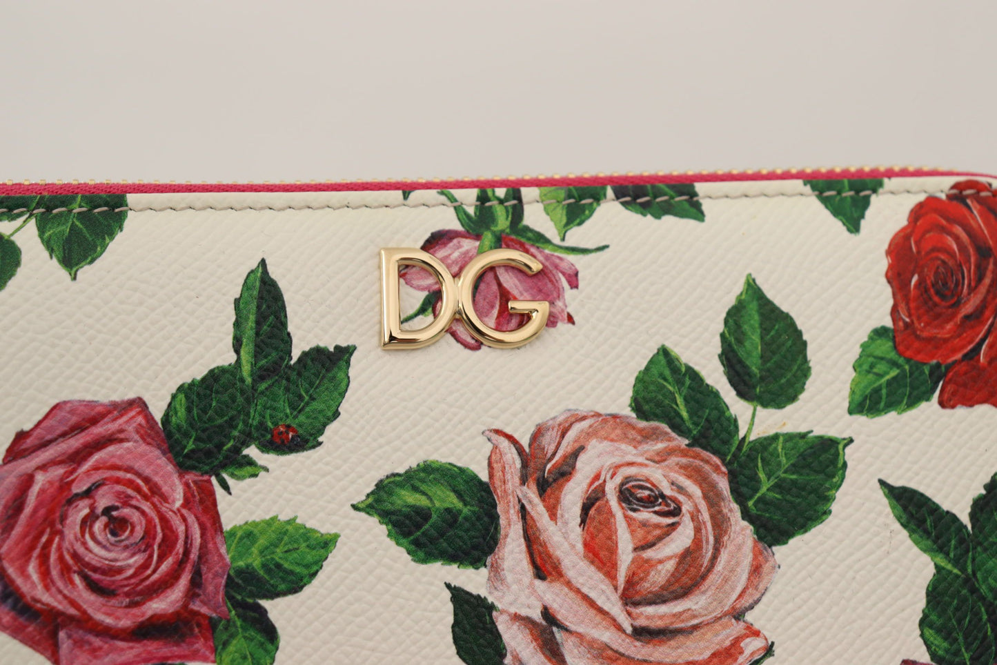 Dolce & Gabbana Elegant Continental Leather Wallet with Rose Design