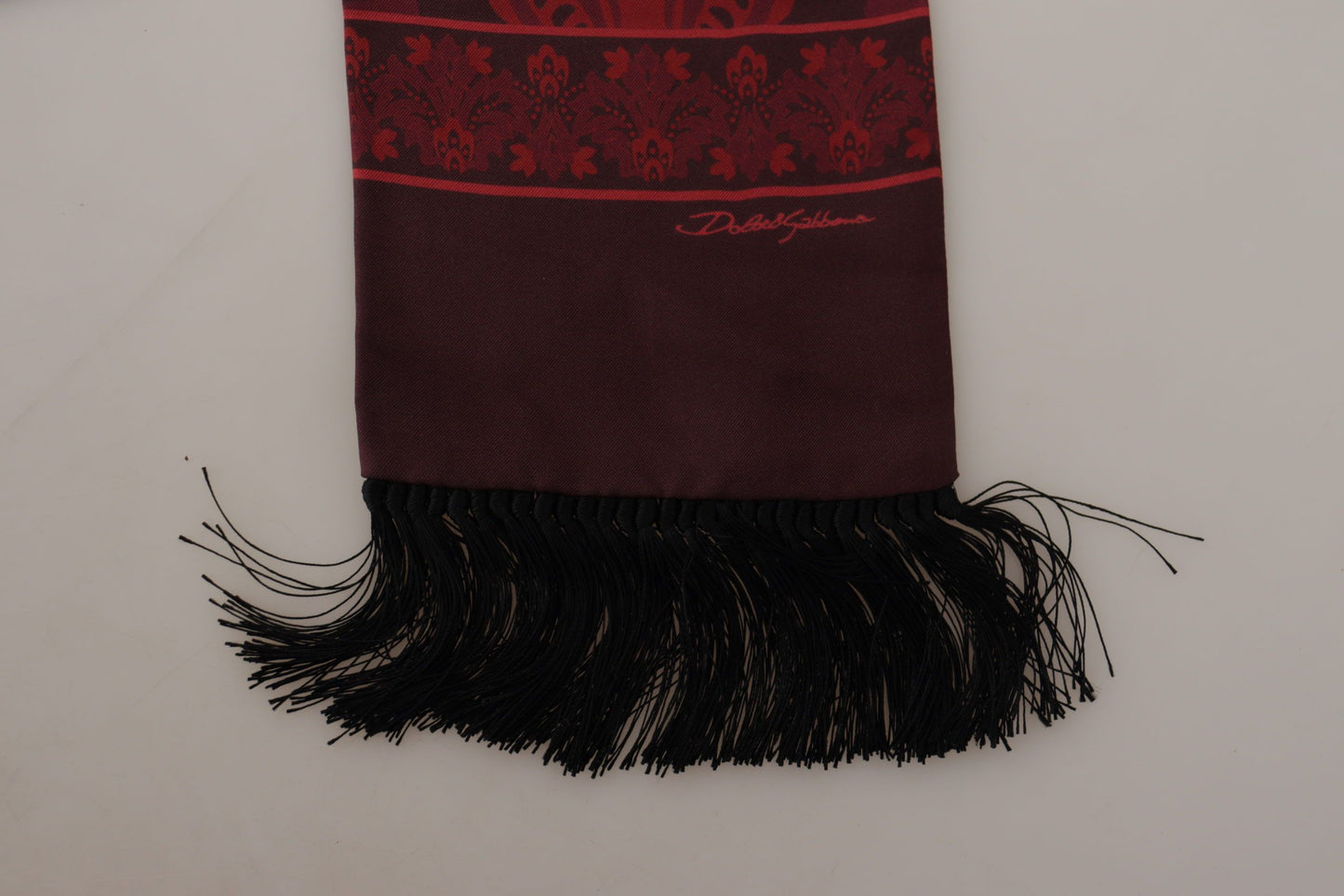 Dolce & Gabbana Elegant Maroon Silk Fringed Men's Scarf