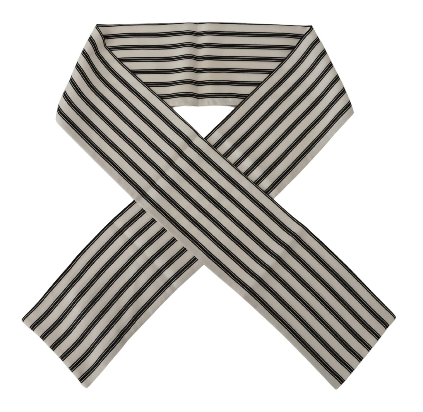 Dolce & Gabbana Elegant Silk Men's Scarf Black and White Stripes