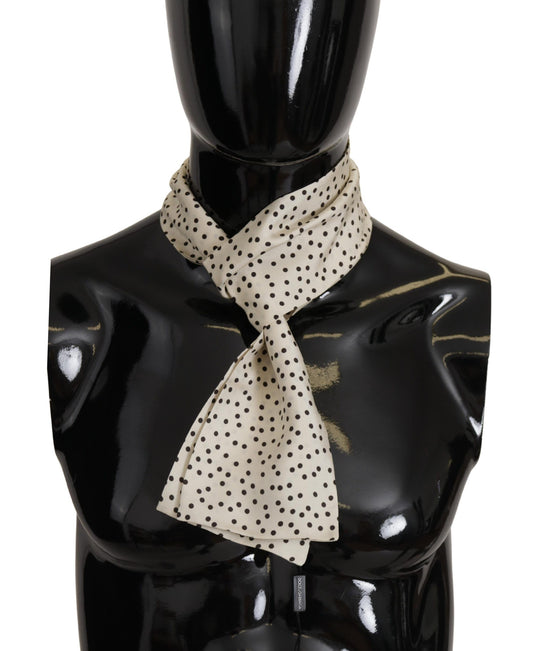 Dolce & Gabbana Elegant Cream Silk Scarf with Black Dots