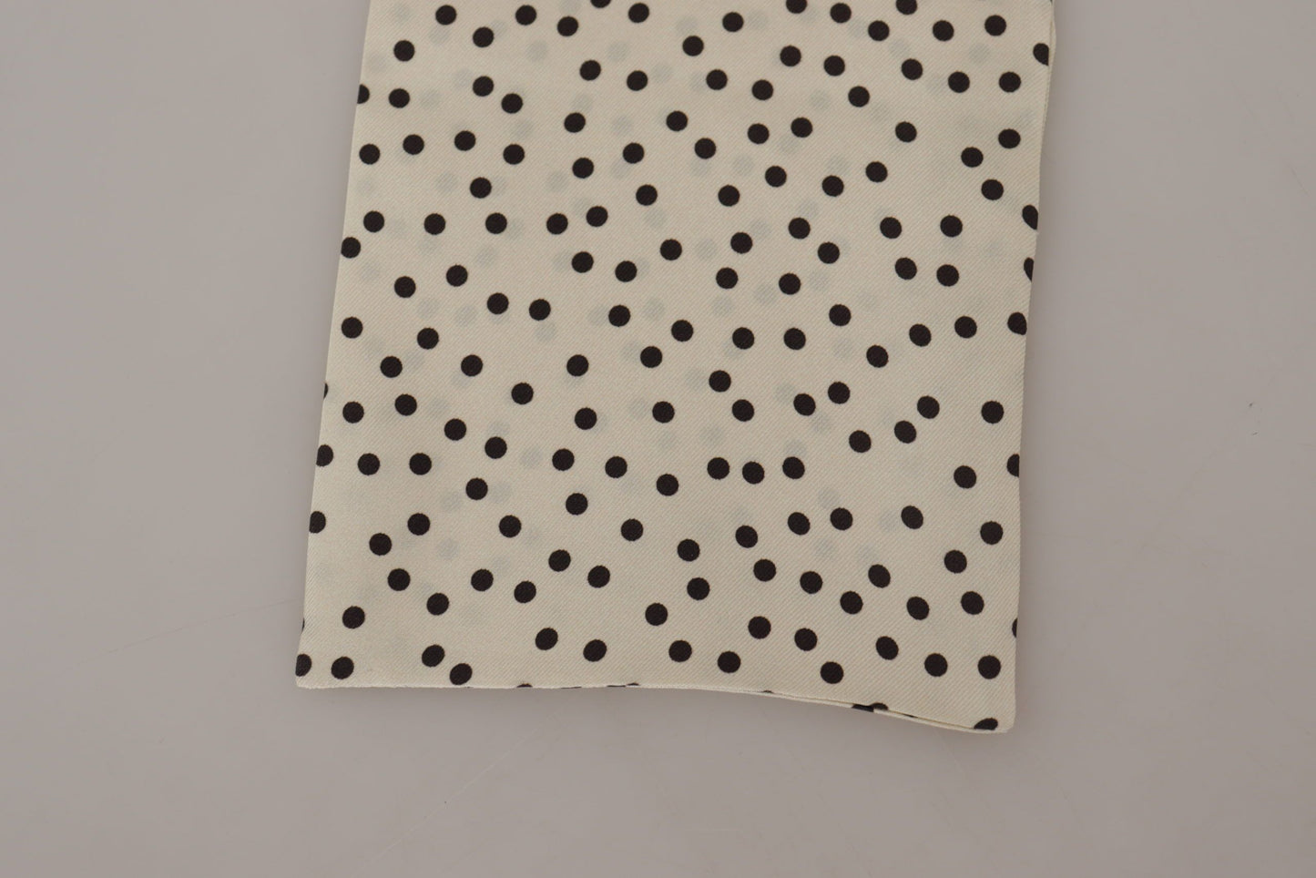 Dolce & Gabbana Elegant Cream Silk Scarf with Black Dots