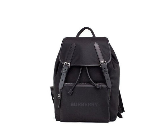 Burberry Aviator Large Black Branded Econyl Nylon Drawstring Backpack Bookbag