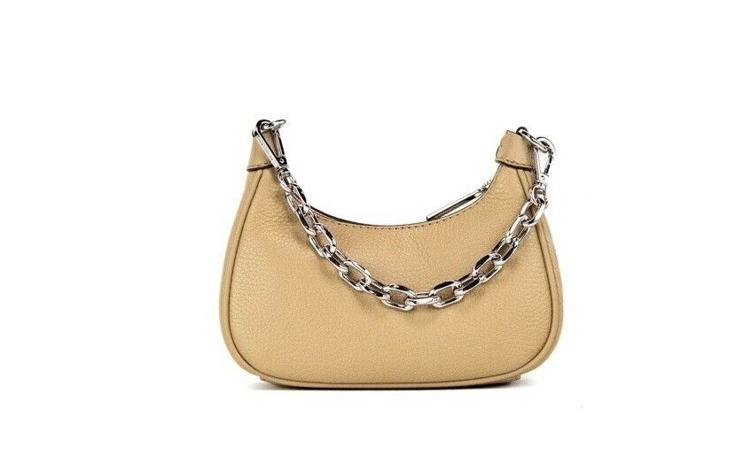 Michael Kors Cora Mini Camel Pebbled Leather Zip Pouchette Crossbody Handbag