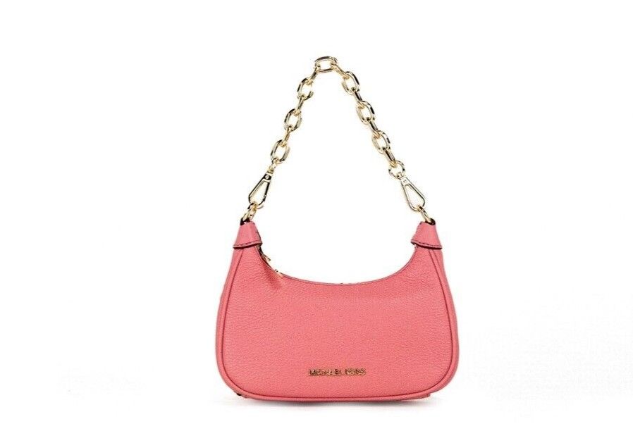 Michael Kors Cora Mini Tea Rose Pebbled Leather Zip Pouchette Crossbody Handbag