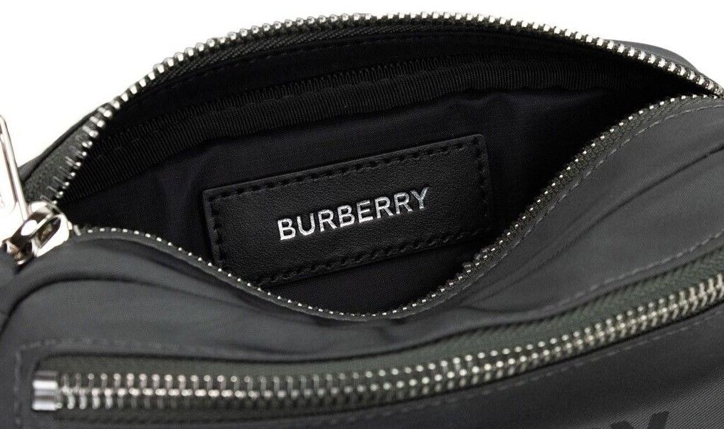 Burberry Cannon Charcoal Grey Branded Nylon Econyl Belt Bag Fanny Pack Handbag