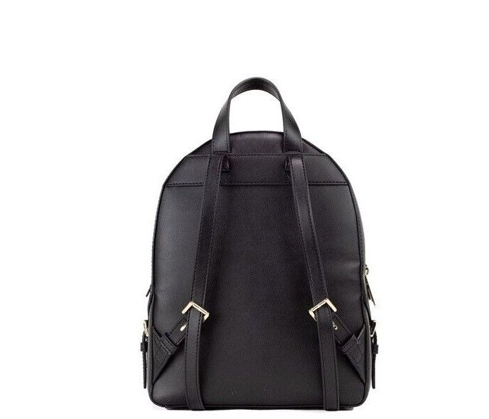 Michael Kors Jaycee Medium Black Pebbled Leather Zip Pocket Backpack Bookbag