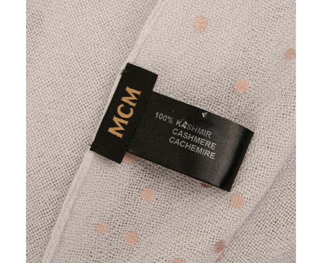 MCM Grey Dawn Cashmere With Swarovski Crystal Logo Scarf