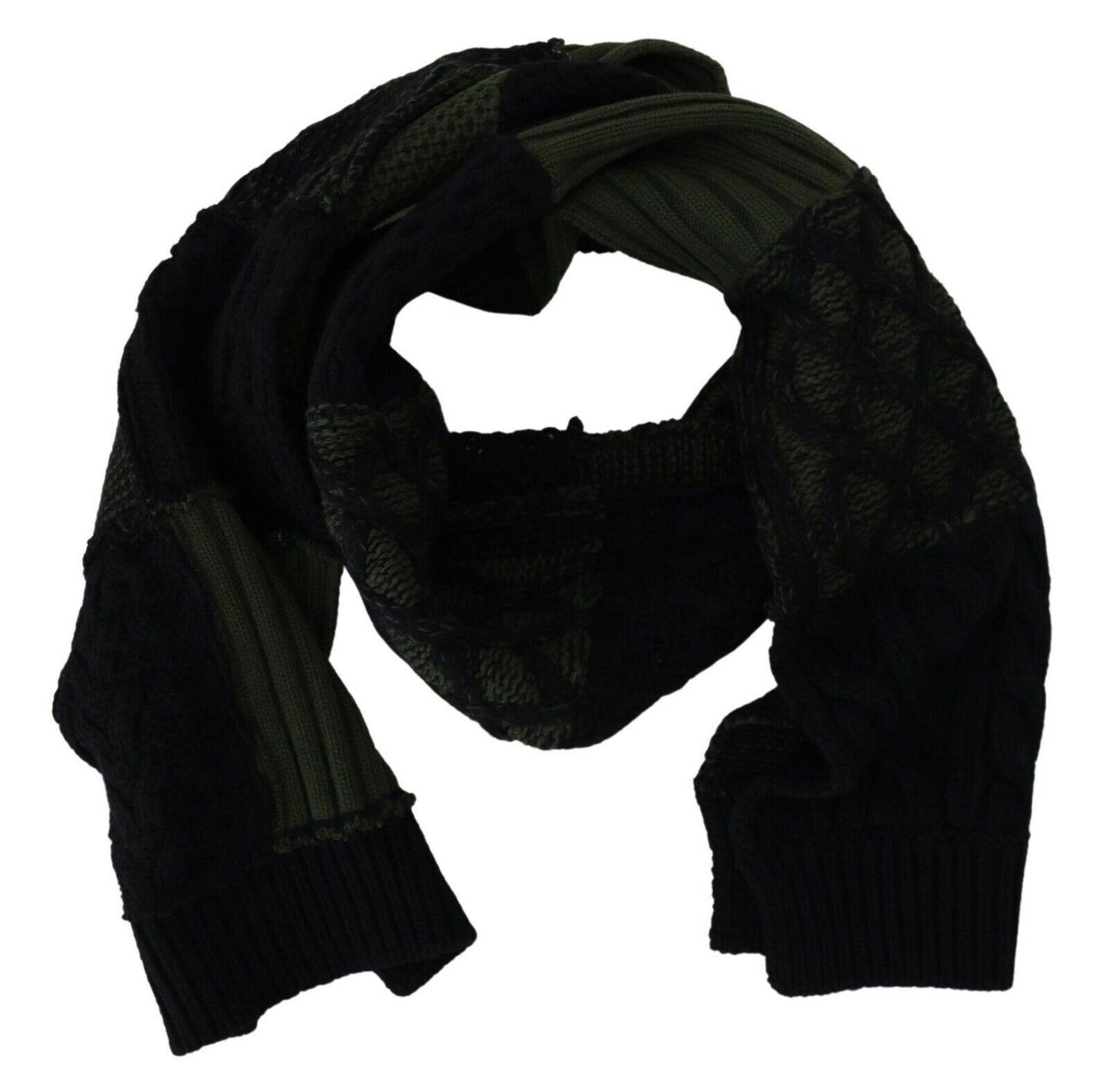 Dolce & Gabbana Elegant Wool Scarf in Black & Green