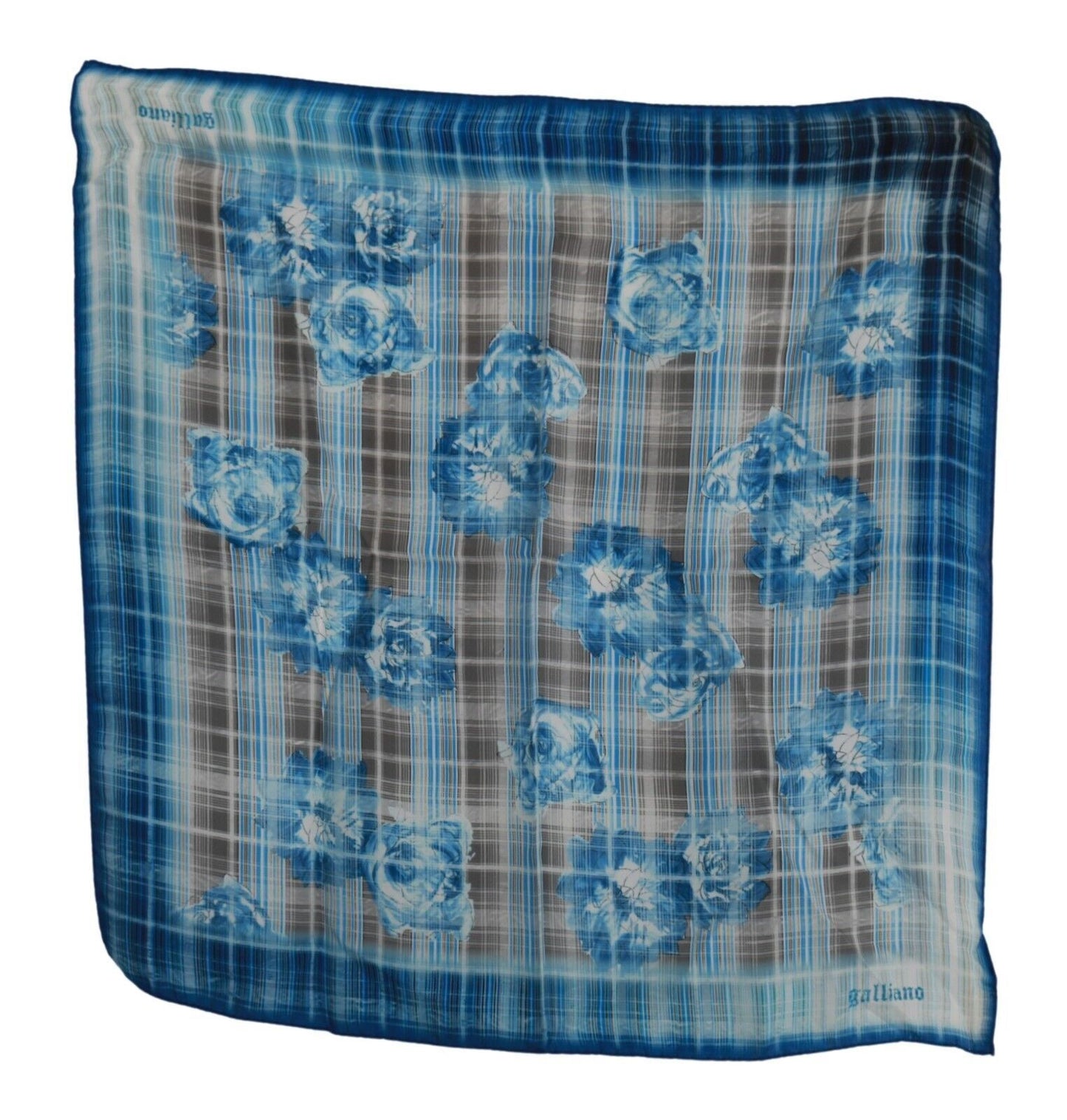 John Galliano Elegant Floral Stripe Cotton Bandana